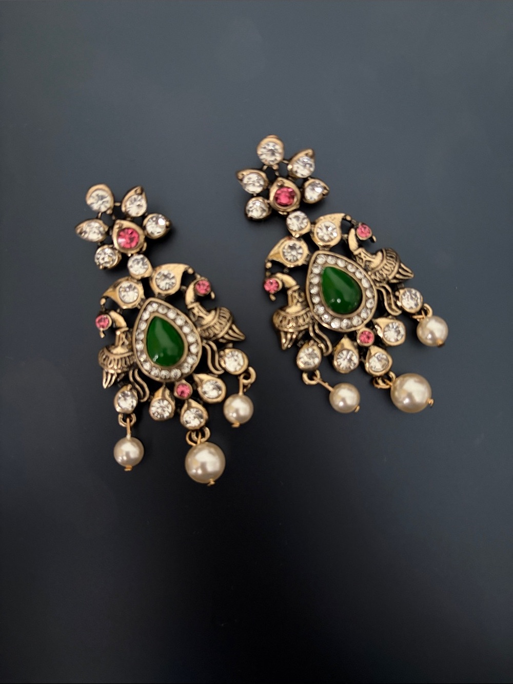 Green Teardrop Pearl Dangle Earrings - Women Jewelry
